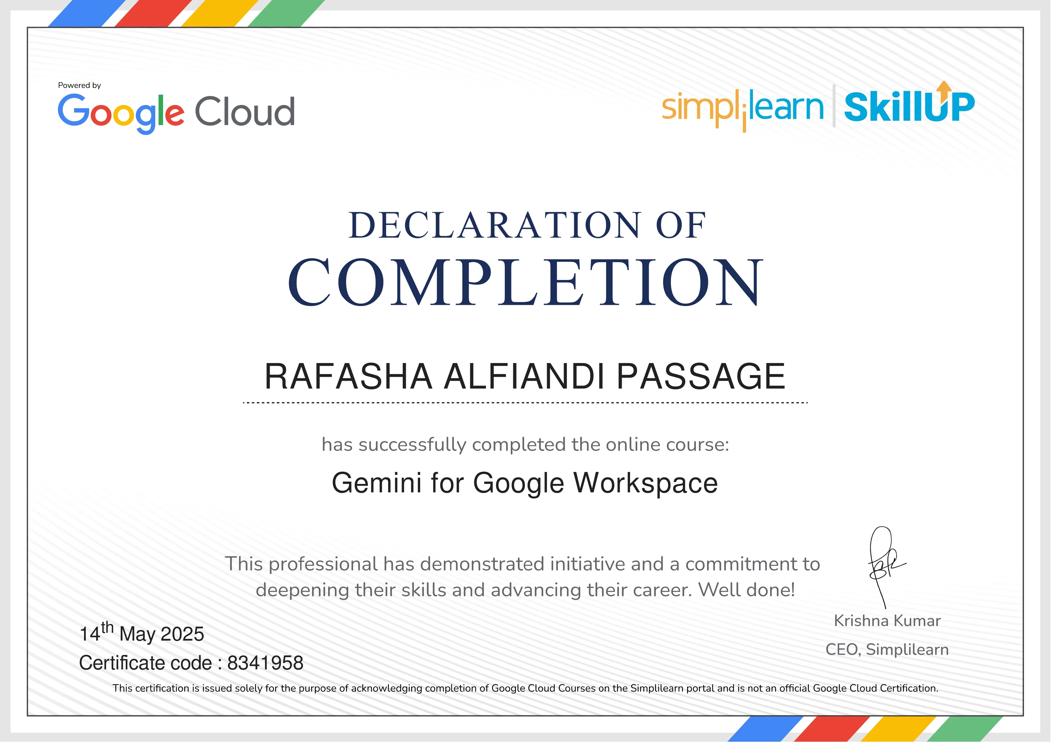 Sertifikat Gemini for Google Workspace