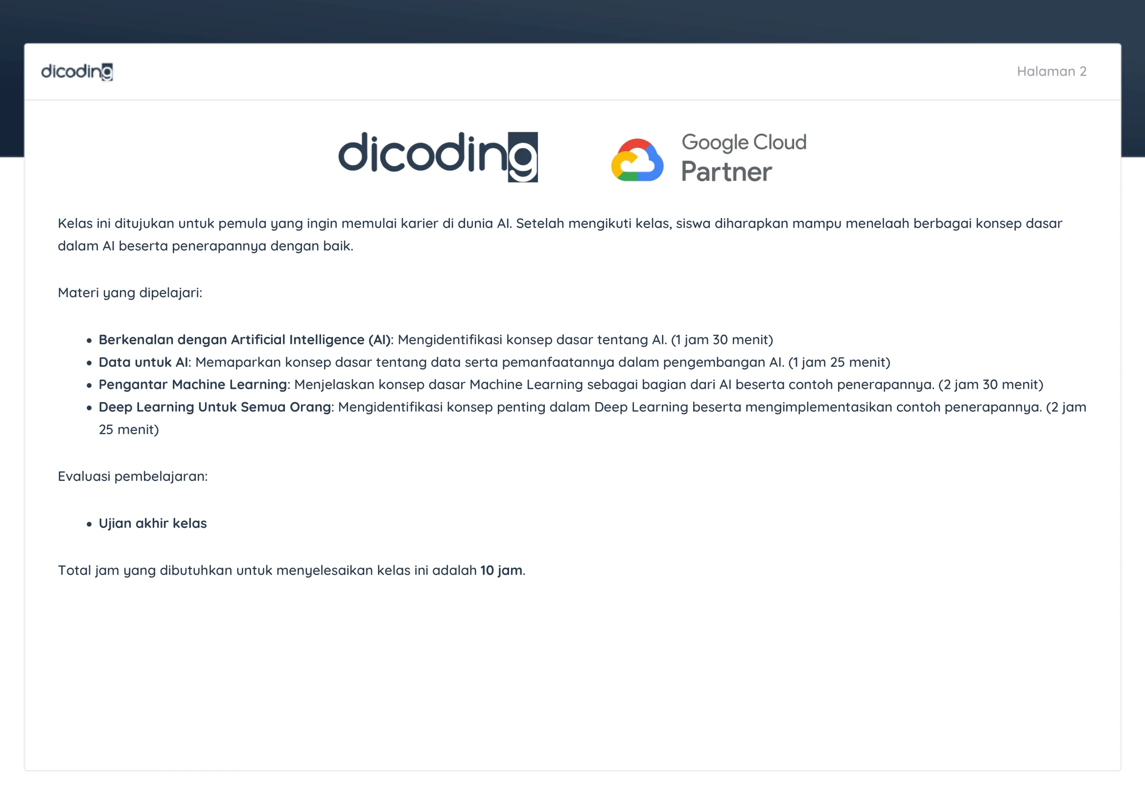 Sertifikat Belajar Dasar AI - Dicoding